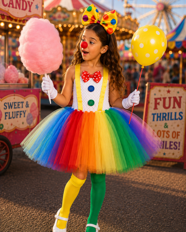 Giggles & Rainbows Clown Princess Tutu Dress & Accessory Set