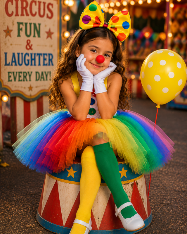 Giggles & Rainbows Clown Princess Tutu Dress & Accessory Set