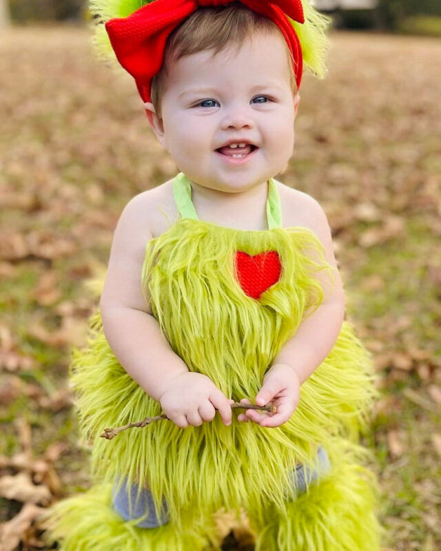 Grinchmas Little Heart Baby Romper & Leg Warmer Set