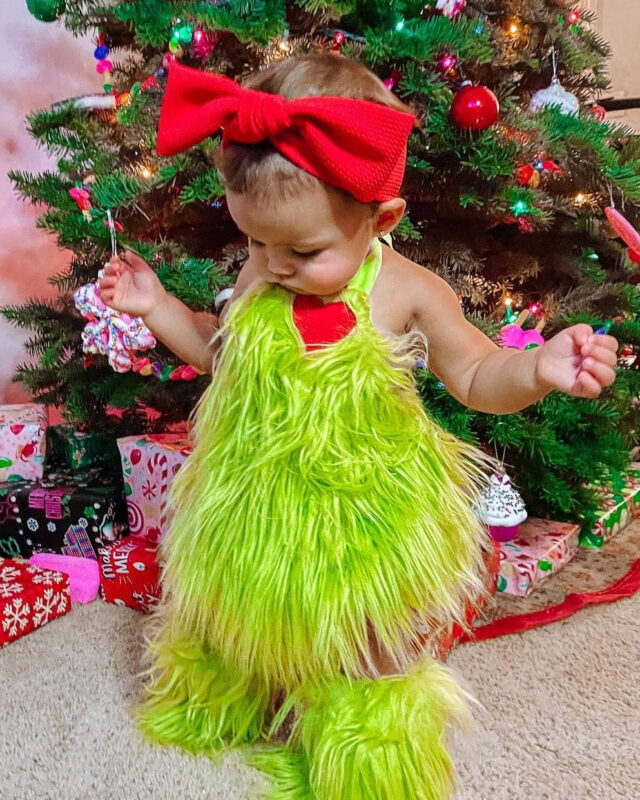 Grinchmas Little Heart Baby Romper & Leg Warmer Set