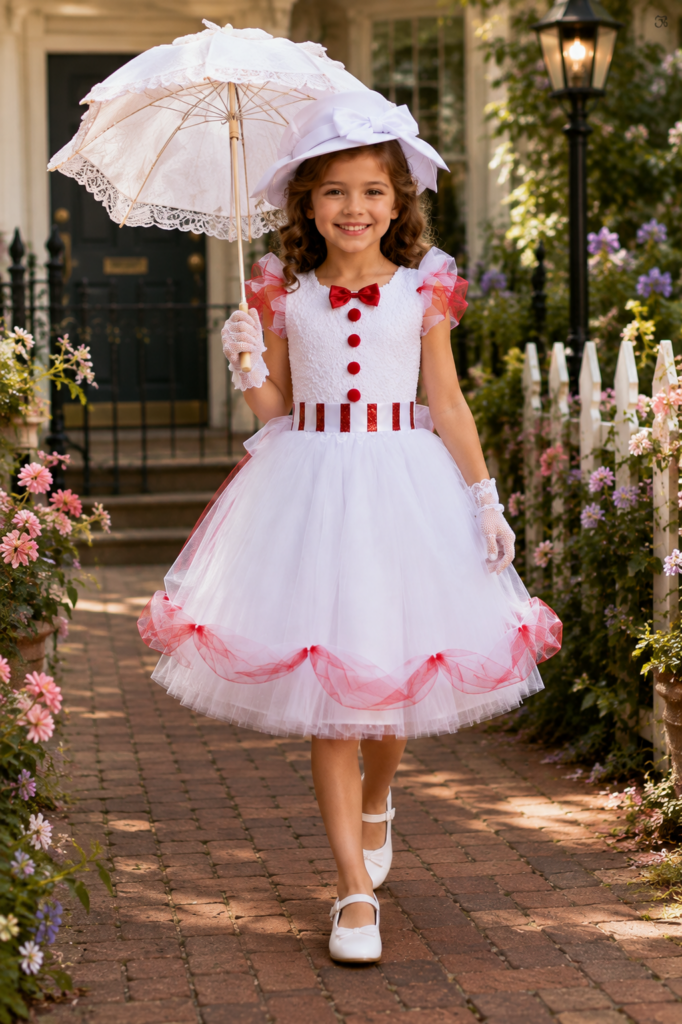 Jolly Holiday Mary Poppins Tutu Dress Set with Hat & Gloves