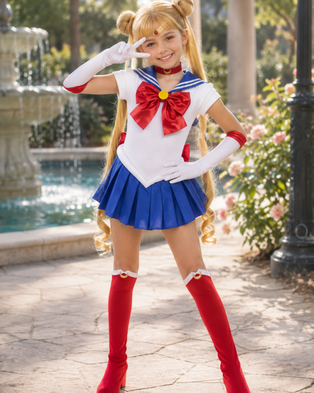 Girls Sailor Moon and Sailor Scout costume collection with Sailor Moon, Chibi Moon, Mars, Venus, Jupiter, Mercury, Pluto and Neptune inspired outfits