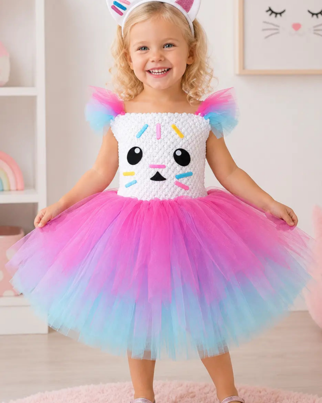 Cakey's Sweet Sprinkle Tutu Dress & Kitty Ear Headband Set