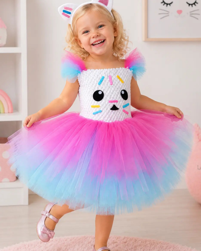 Cakey's Sweet Sprinkle Tutu Dress & Kitty Ear Headband Set