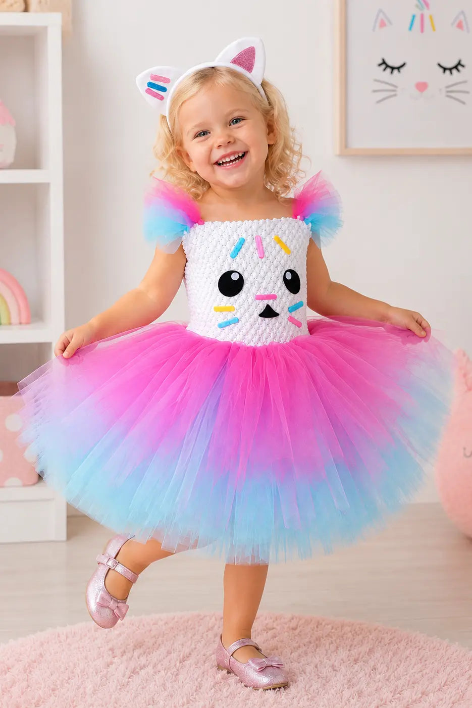 Cakey's Sweet Sprinkle Tutu Dress & Kitty Ear Headband Set