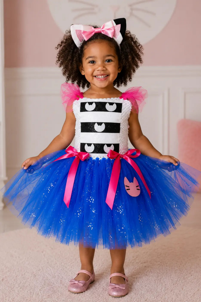 Gabby's Magical Kitty Tutu Dress & Cat Ear Headband Set – Dollhouse Inspired Costume for Girls