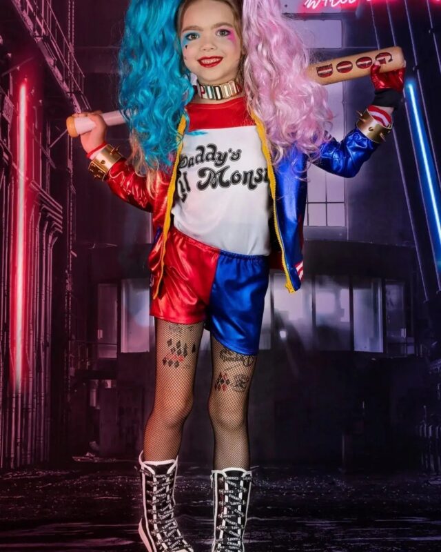 Harley Quinn's Mischief Maker Costume Set | Jacket, Wig, Bat & Accessories